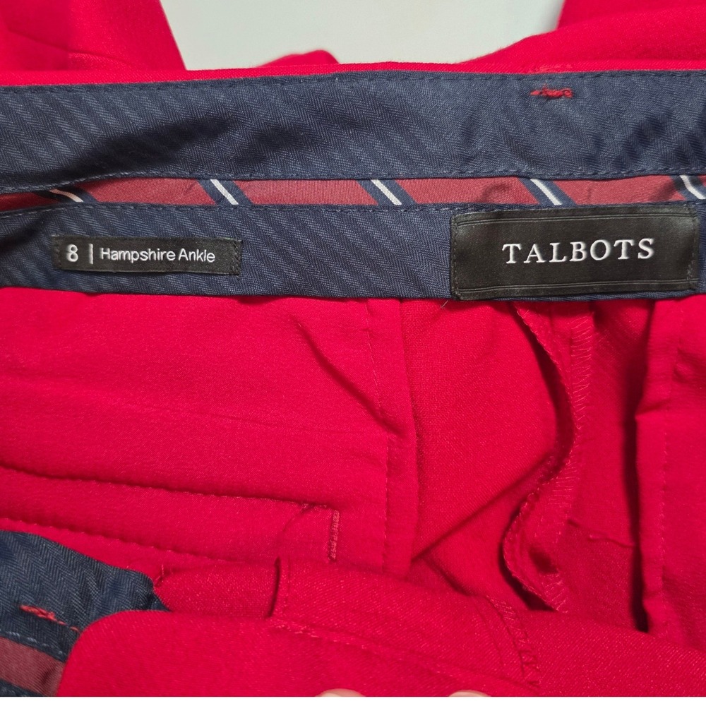 Talbots Hampshire Ankle Pants Size 8 Red Straight Leg Business Casual Workwear - Picture 4 of 8